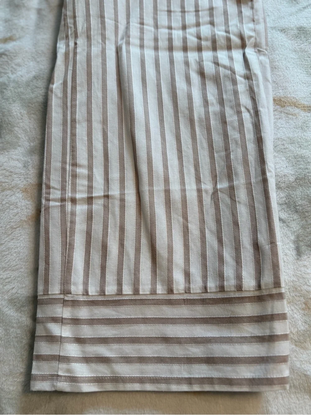 Striped Beige and White Kids Pants - Lightweight Cotton Blend